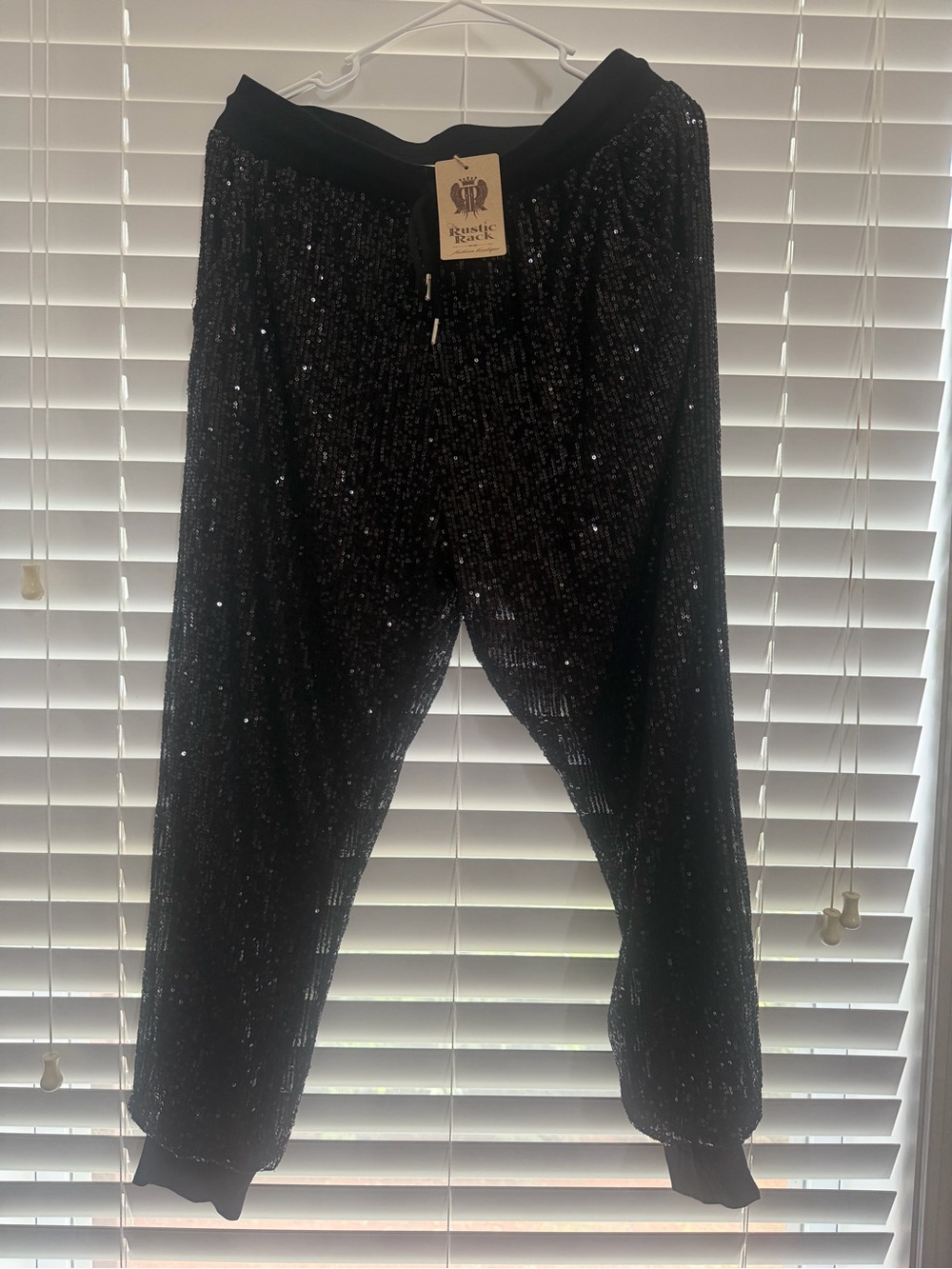 Sequin Track Joggers - Black
